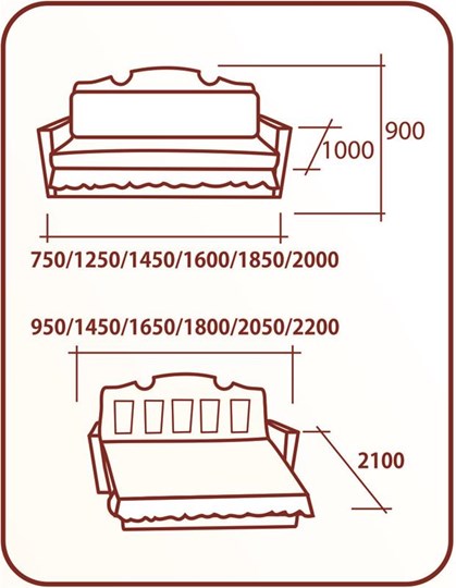 Прямой диван Аккордеон Бук 120 Радуга в Пскове - изображение 1